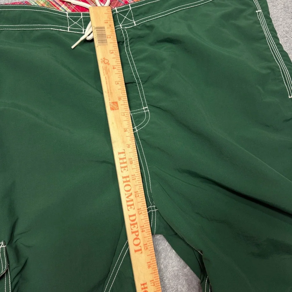 Polo Ralph Lauren Swim Trunks Mens XXL Green Board Shorts Cargo Plaid Trim Mesh